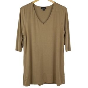 J. Jill Wearever Collection Women's Size L Brown Short Sleeve Tunic Top Shirt